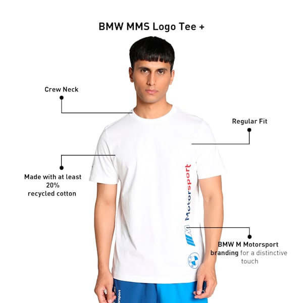 BMW M Motorsport Men's Logo T-shirt, PUMA White, extralarge-IND