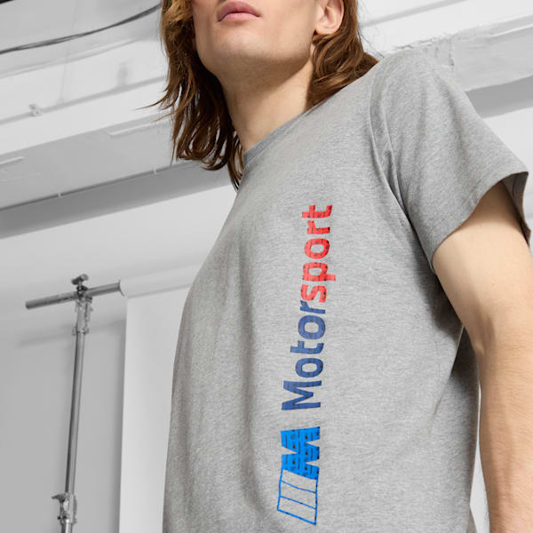 BMW M Motorsport Men's Logo Tee, Medium Gray Heather, extralarge