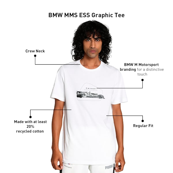 BMW M Motorsport Men's Graphic T-shirt, PUMA White, extralarge-IND