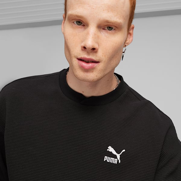 CLASSICS Men's Waffle Sweatshirt, PUMA Black, extralarge