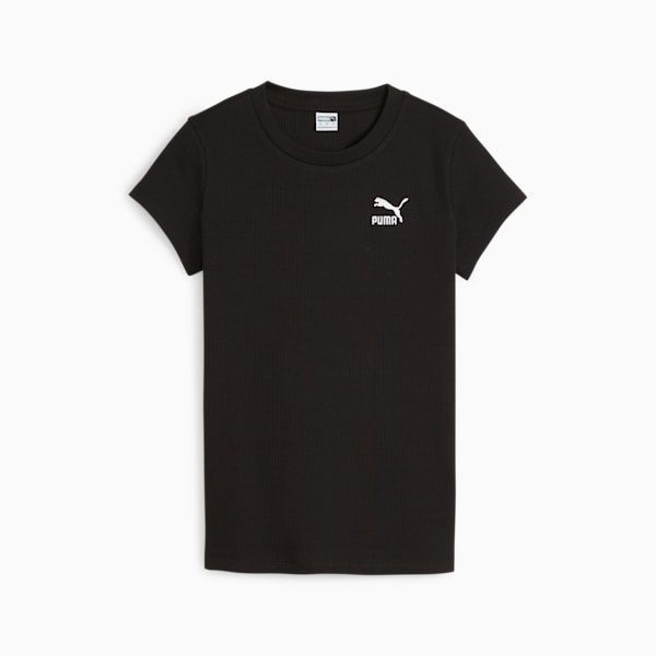 CLASSICS Women's Ribbed Slim Tee, PUMA Black, extralarge