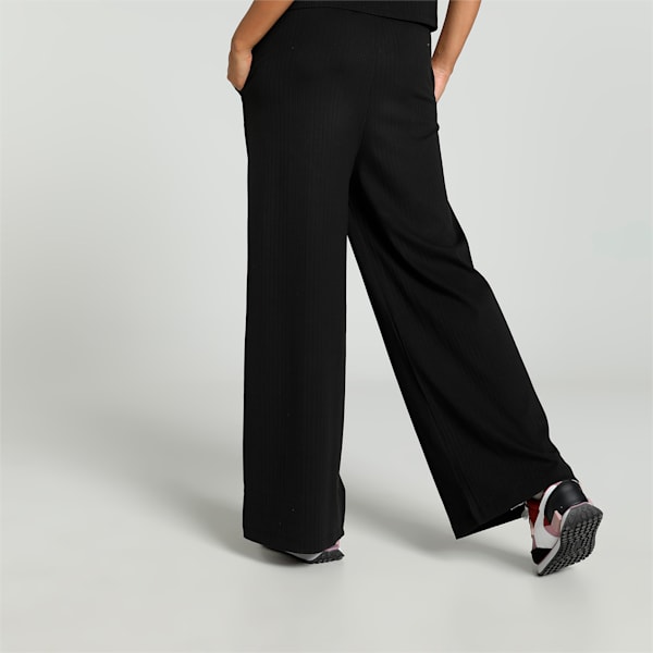 CLASSICS Women's Ribbed Relaxed Fit Sweatpants, PUMA Black, extralarge-IND