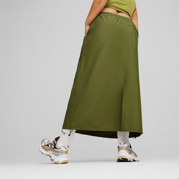 DARE TO Women's Midi Woven Skirt, Olive Green, extralarge-AUS