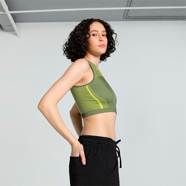 DARE TO Women's Crop Top, Olive Green, extralarge-IND