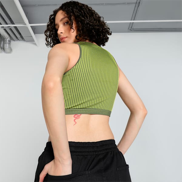 DARE TO Women's Crop Top, Olive Green, extralarge-IND