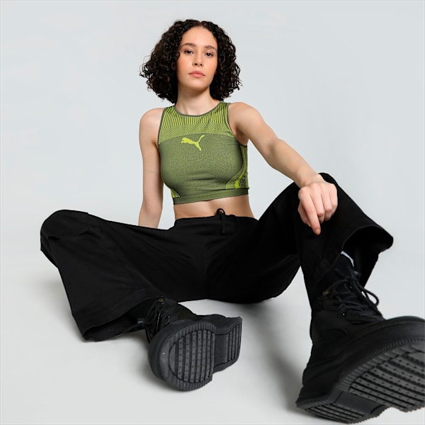 DARE TO Women's Crop Top, Olive Green, extralarge-IND