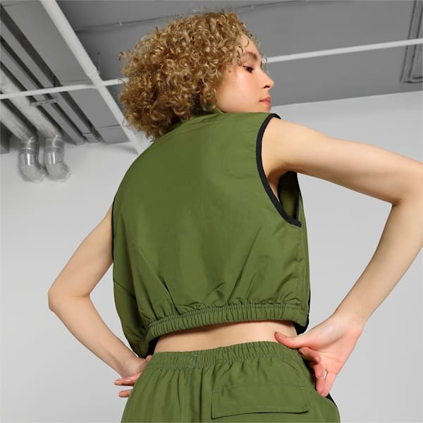 DARE TO Women's Woven Vest, Olive Green, extralarge-IND