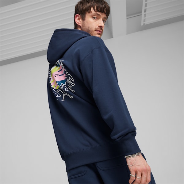 DOWNTOWN Men's Graphic Hoodie, Club Navy, extralarge-IDN