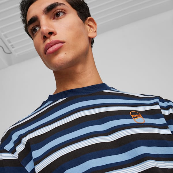 DOWNTOWN 180 Men's Striped Tee, Zen Blue-AOP, extralarge