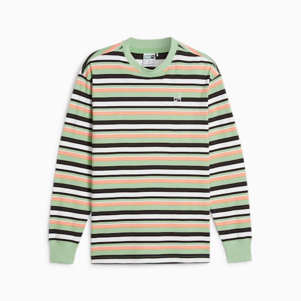 DOWNTOWN 180 Men's Striped Tee, Pure Green-AOP, extralarge