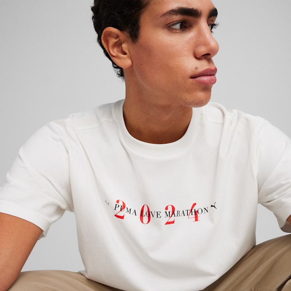 T-shirt graphique LOVE MARATHON pour homme, PUMA White, extralarge