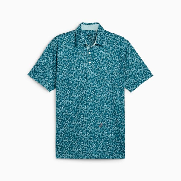 CLOUDSPUN Men's Golf Butterflies Polo, Ocean Tropic-Zen Blue, extralarge