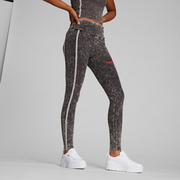 Grey Marble Print Panel Legging, Active