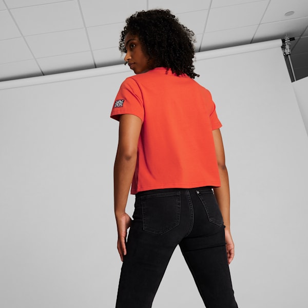 NYC REMIX Women's Cropped Graphic Tee, Fall Foliage, extralarge