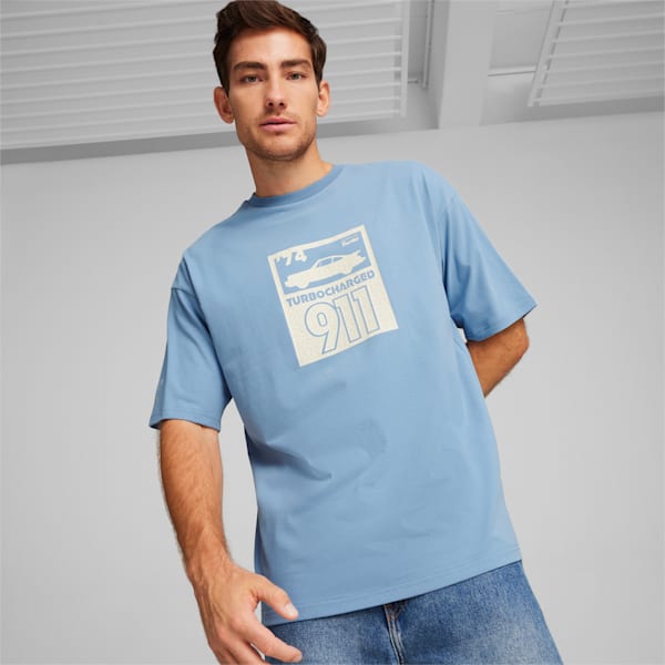Porsche Legacy Statement Men's Motorsport T-shirt, Zen Blue, extralarge-IDN