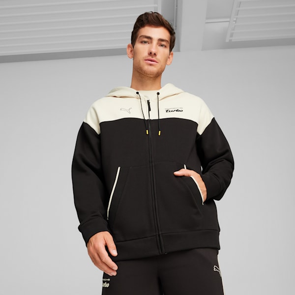 Porsche Legacy Men's Hooded Motorsport Sweat Jacket, PUMA Black, extralarge