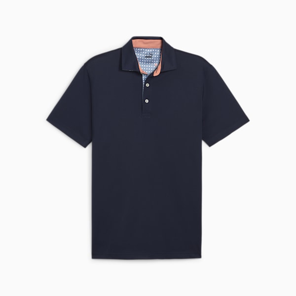 Gingham Solid Men's Golf Pique Polo, Deep Navy, extralarge