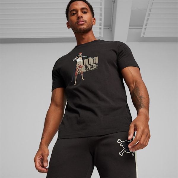 ユニセックス PUMA x ワンピース グラフィック 半袖 Tシャツ, PUMA Black, extralarge-IDN