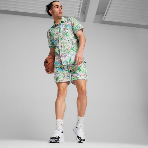 Pantalones cortos de baloncesto The Fairgrounds Resort para hombre, Frosted Ivory-AOP, extralarge