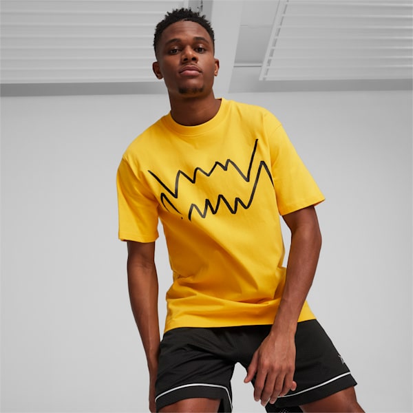 Jaws Core Men's Basketball T-shirt, Yellow Sizzle, extralarge-IND
