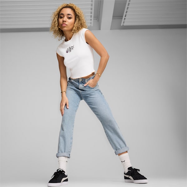 ウィメンズ PUMA x X-girl リブ スリム 半袖 Tシャツ, PUMA White, extralarge-JPN