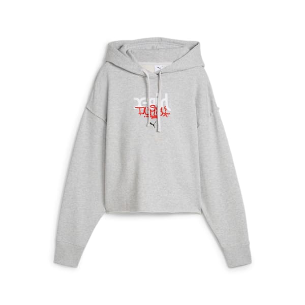 ウィメンズ PUMA x X-girl グラフィック フーディ, Light Gray Heather, extralarge-JPN