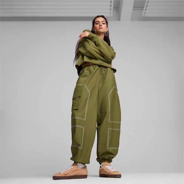 PUMA x X-GIRL Women's Cargo Pants, Olive Green, extralarge-IND