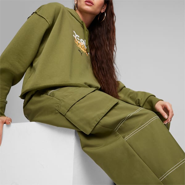 PUMA x X-GIRL Women's Cargo Pants, Olive Green, extralarge-IND
