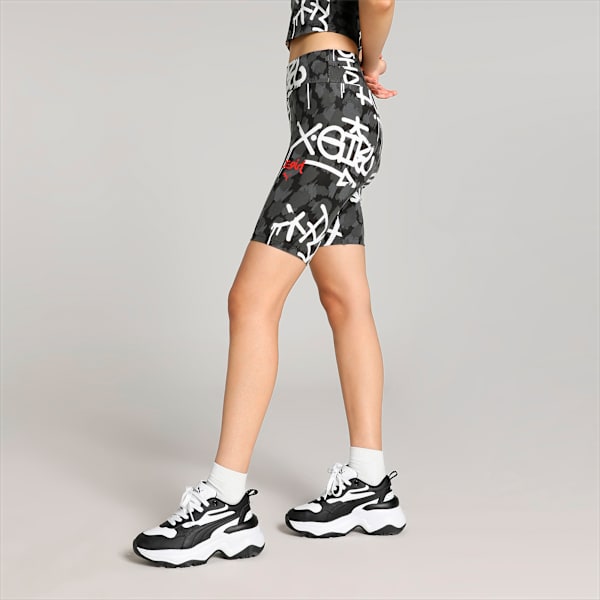 PUMA x X-GIRL Women’s Graffiti Short Tights, PUMA Black, extralarge-IND