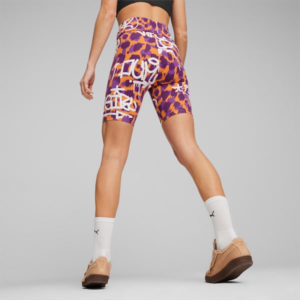 PUMA x X-GIRL Women’s Graffiti Short Tights, Clementine, extralarge-IND