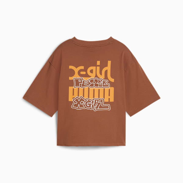 PUMA x X-GIRL Women’s Graffiti Graphic T-shirt, Brown Mushroom, extralarge-IND