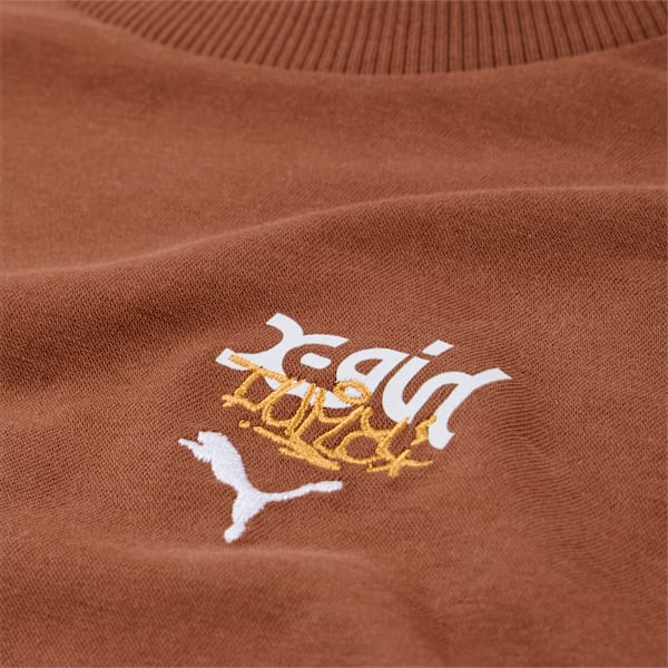PUMA x X-GIRL Women’s Graffiti Graphic T-shirt, Brown Mushroom, extralarge-IND