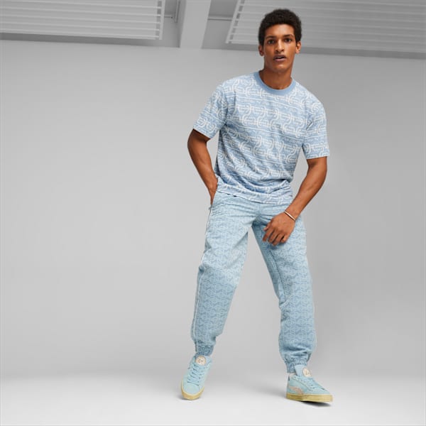PUMA X Palm Tree Crew T7 Men's All-Over Print Pants, Zen Blue, extralarge-IND