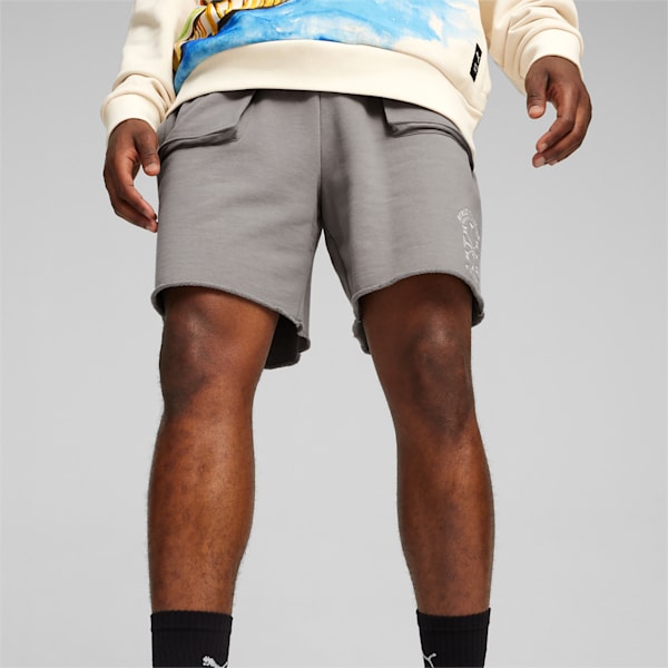 SHOWTIME PUMA HOOPS Men's Basketball Terry Shorts, Stormy Slate, extralarge