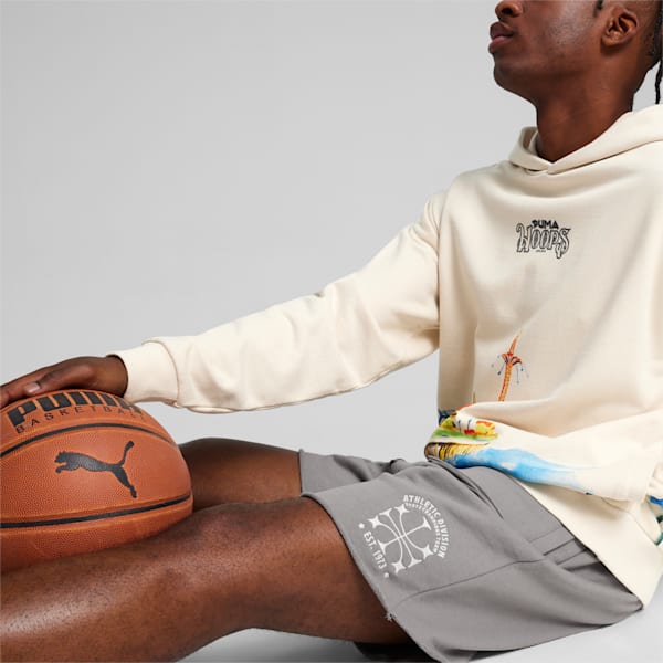 Shorts de baloncesto de tela de toalla para hombre SHOWTIME PUMA HOOPS, Stormy Slate, extralarge