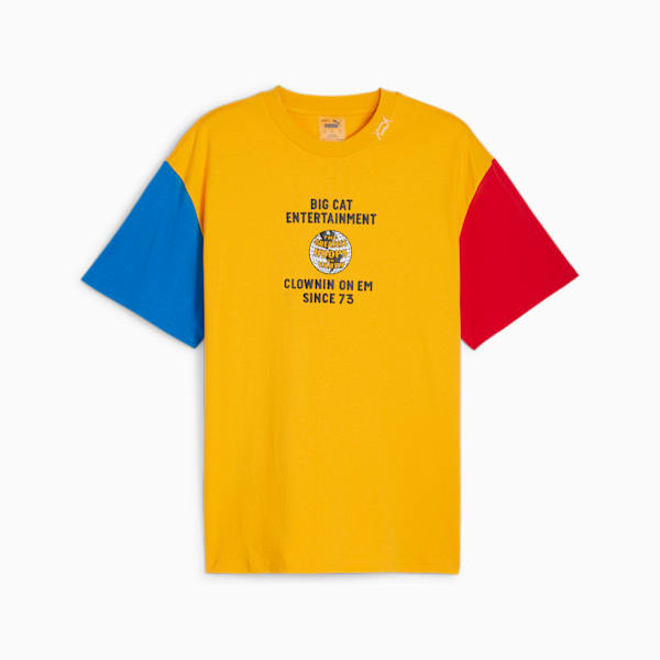 Clown On Em Men's Basketball T-shirt, Yellow Sizzle-Electric Blue Lemonade-For All Time Red, extralarge-IND