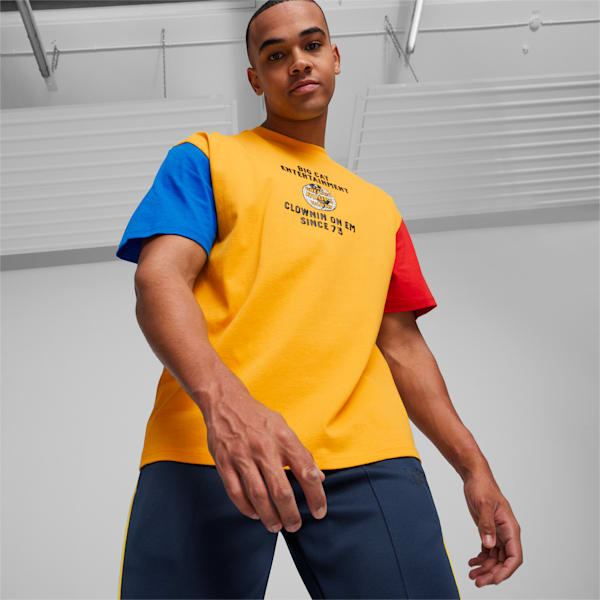 Playera de básquetbol para hombre Clown On Em, Yellow Sizzle-Electric Blue Lemonade-For All Time Red, extralarge