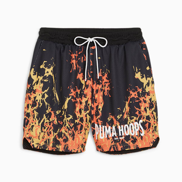 Straight Flames Men's Basketball Shorts, PUMA Black-AOP, extralarge-IND