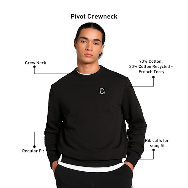 Pivot Men's Basketball Men's Crew-Neck Sweatshirt, PUMA Black, extralarge-IND