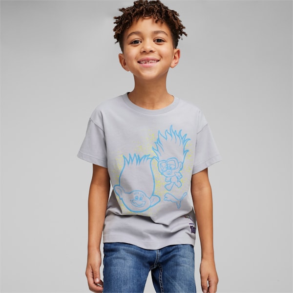 PUMA x TROLLS Kids' Graphic T-shirt, Gray Fog, extralarge-IND