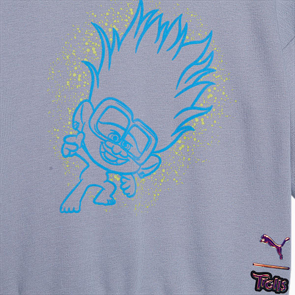 PUMA x TROLLS Kids' Crew Sweatshirt, Gray Fog, extralarge-IND
