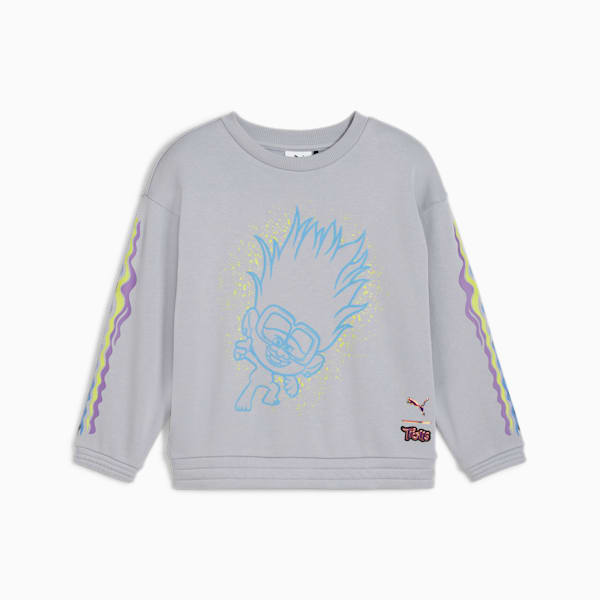 PUMA x TROLLS Little Kids' Sweatshirt, Gray Fog, extralarge
