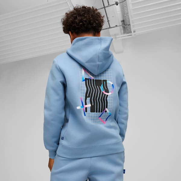 Chandail à capuchon PUMA x PLAYSTATION® pour grands enfants, Zen Blue, extralarge