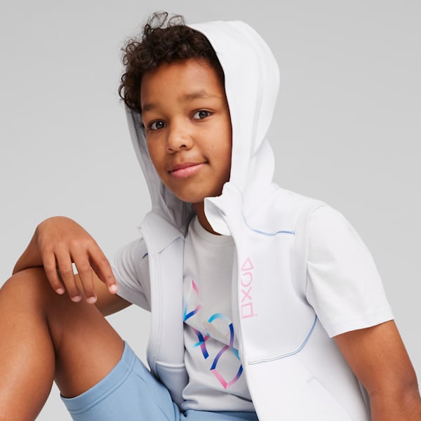 PUMA x PLAYSTATION® Big Kids' Sleeveless Hoodie, Silver Mist, extralarge