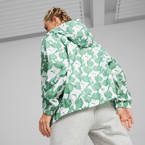 Blossom All-Over Print Women's Windbreaker, Archive Green, extralarge