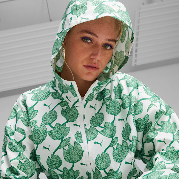 Blossom All-Over Print Women's Windbreaker, Archive Green, extralarge