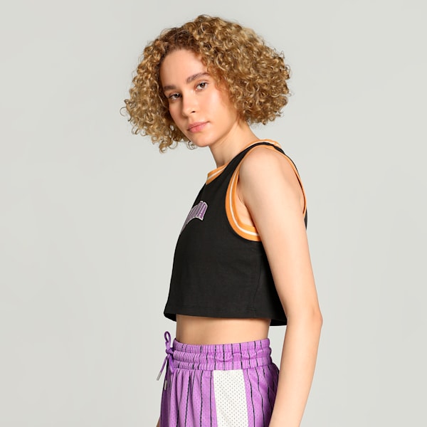 TEAM Women's Graphic Crop Top, PUMA Black, extralarge-IND