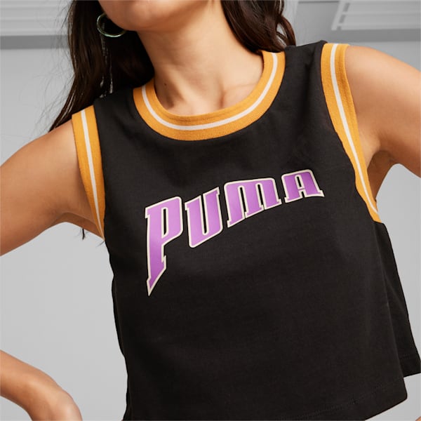 PUMA TEAM Women's Graphic Crop Top, PUMA Black, extralarge-IDN