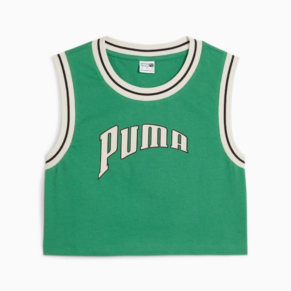 For the Fanbase PUMA TEAM Women's Graphic Crop Top, Archive Green, extralarge