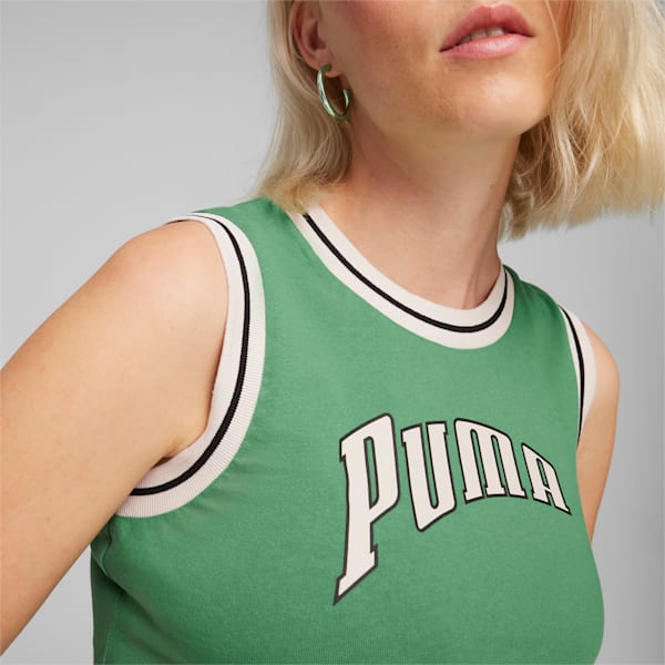 Top corto PUMA TEAM Graphic para mujer, Archive Green, extralarge